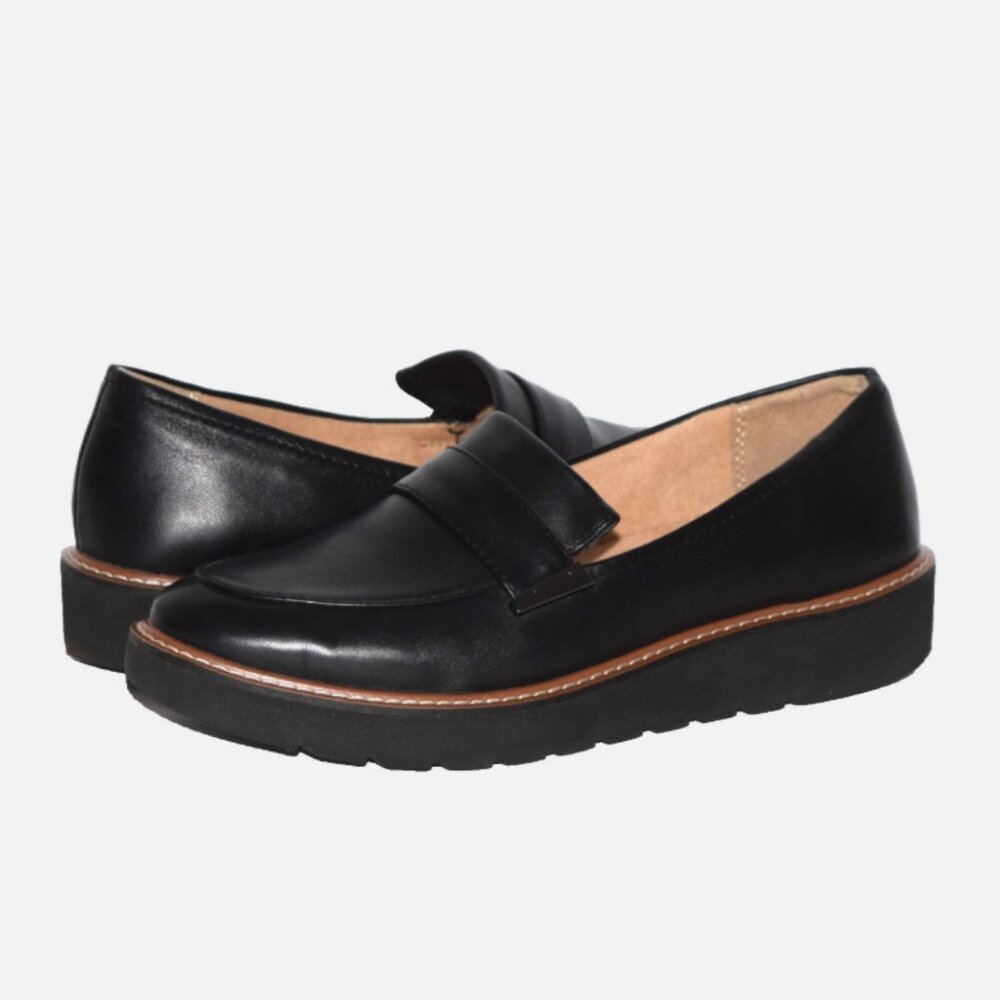 Naturalizer Adaline Black Leather Slip On Lightweight Platform Loafer US 8.5 M